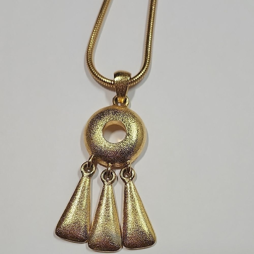 Anne Klein Gold-Tone Donut Pendant Necklace with Triple Drops